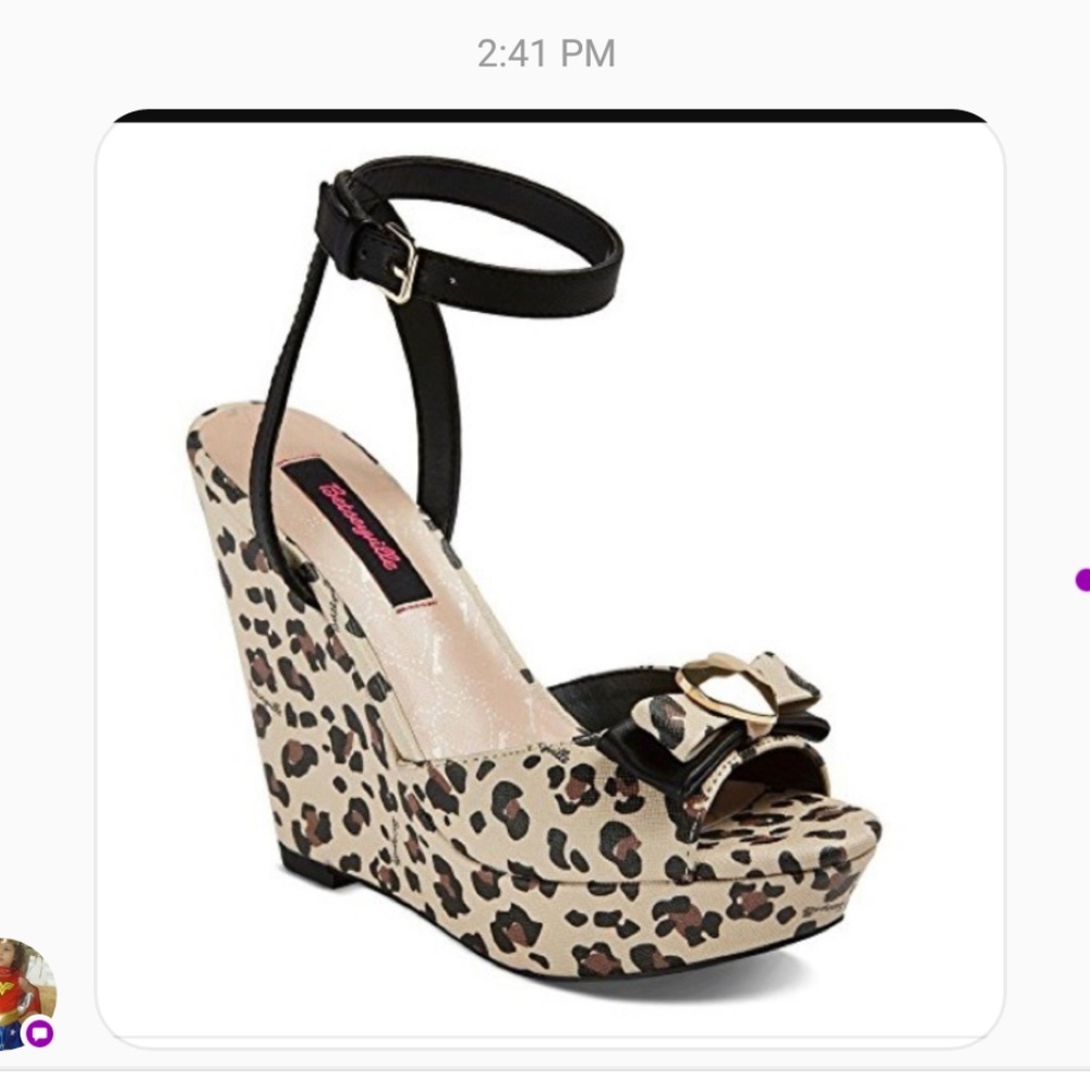 Betsey Johnson leopard sandals with gold  heart c